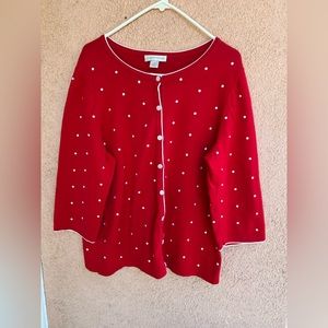 Christopher & Banks Women's Shirt Top, Size XL, Red/White